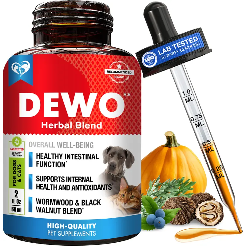 Beloved Pets Natural Herbal Digestive Health Supplement - Wormwood, Black Walnut, Gentian Root Plant Extracts - Gentle Cleanse for Dogs, Cats - Natural Ingredients Support Balanced Gut, Overall Wellbeing