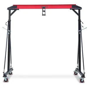 GARVEE Adjustable Gantry Crane, 2200LBS Capacity Shop Lift Hoist Rated , Portable Design with 360°Locking Wheels,Gantry Crane Adjustable Height from 96.5" to 143.7"  fit for Workshop,Garage,Factory