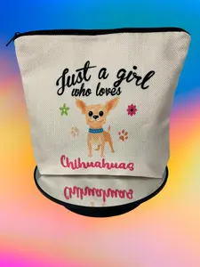 Chihuahua Print Stylish Cosmetic Pouch Makeup Bag. Very cute!
