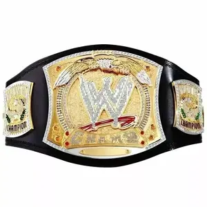 World Heavyweight Wrestling Championship Belt Spinner Replica 4mm Adult Size Brass Alloy Plates 100% Leather Strap Fits Up To 46 Inches