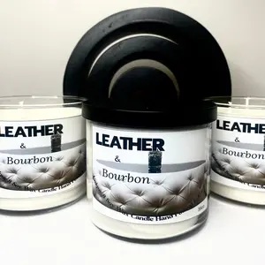 Leather and Bourbon 3 Wick Soy Wax Candle| 60 hours burn time | gift