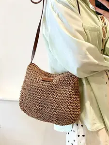 Women's Fashion Straw Tote Bag, Multi-Functional High-Quality Daily Commute Bag, Bohemian Style Shoulder Bag, Handcrafted Bag, Essential for Beach Vacation new new bag original ultra pouch caroline channing bag lip pillow pouches nick library backpack