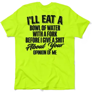 Bowl of water - Hi Visibility Safety Yellow Work T-Shirt Jersey Menswear Top Sleeve T-Shirt Cotton | Graphic Tees Apparel Crew Collar
