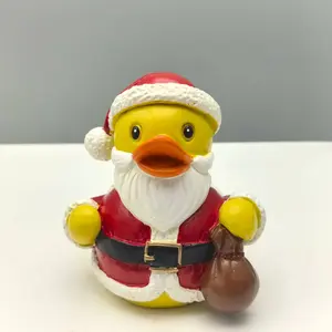 Santa Duck Resin Statue Ornament, Christmas Decoration Figurine, Festive Home Decor, Holiday Gift Idea, Unique Craftsmanship