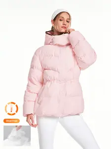 GLOWMODE Chic In Warmth Arctic Pulse Soft Cozy Matte Finish Detachable Hood Contrast Trim Zipper Pockets Hip Length Puffer Jacket Autumn Winter Outdoors Snow Ski Daily Casual Wear