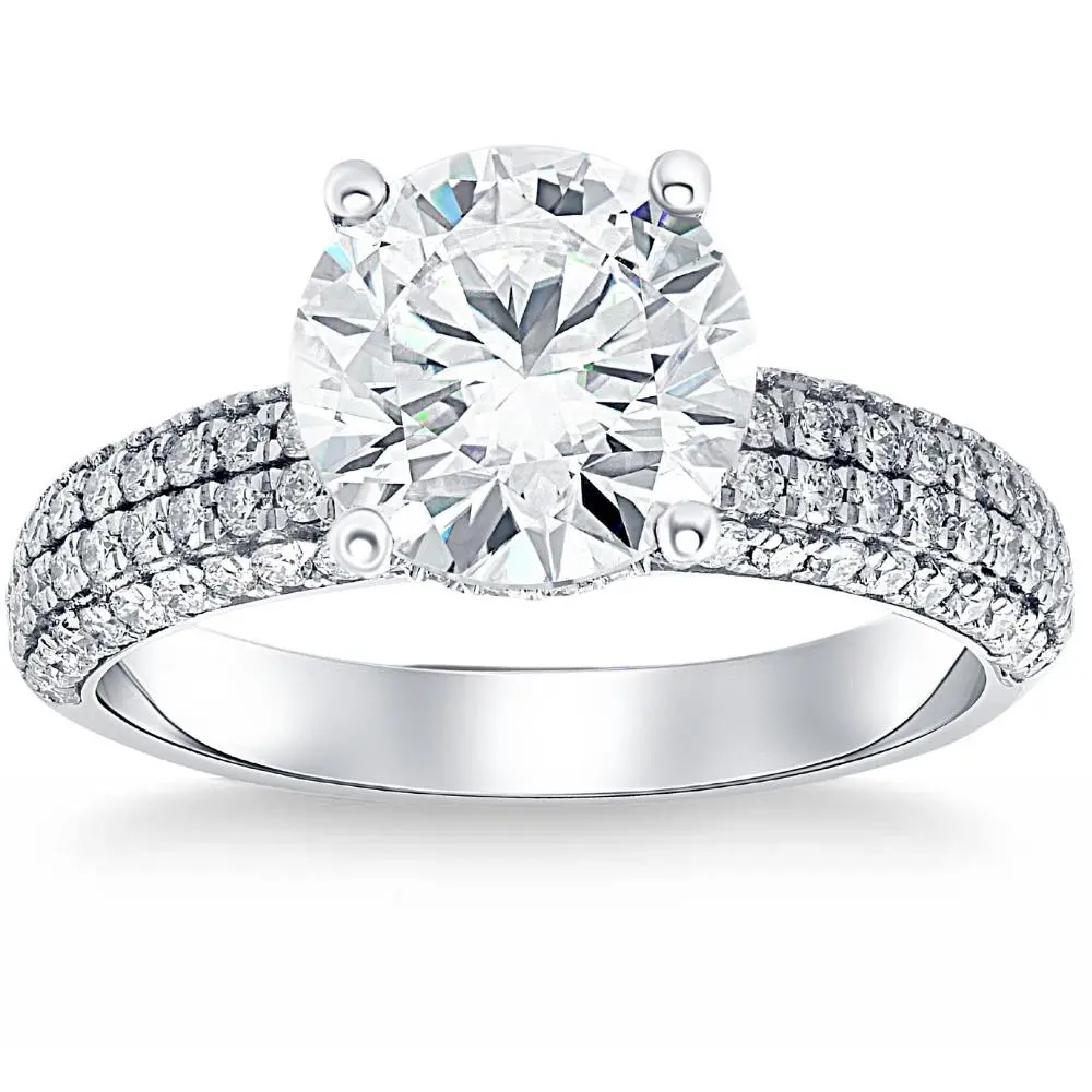4 Ct Pave Round Diamond Engagement Ring in White Gold Lab Grown 4 Ct Pave Round Diamond Engagement Ring in White Gold Lab Grown