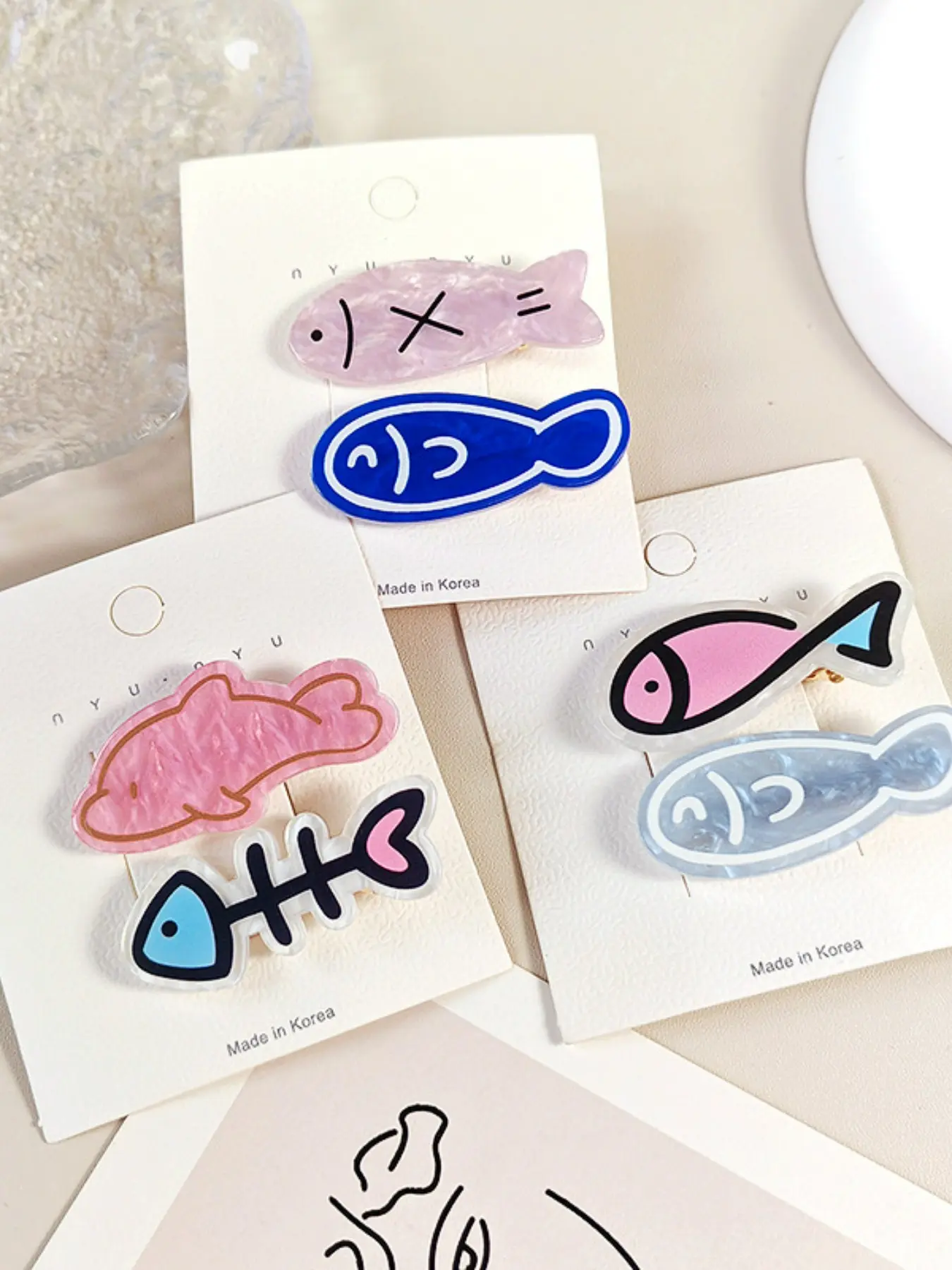Cute Fishbone Hair Clip, Small Fish Duck Mouth Clip, Girl Bangs Clip, Fringe Edge Clip, Dopamine Hair Clip, Hair Accessory