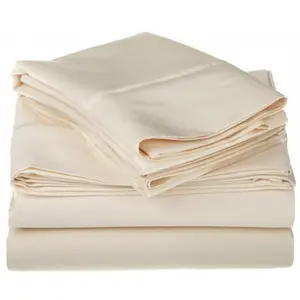 212 MAIN 4-Piece Solid Egyptian Cotton Sheet Set - 1500 Thread Count, Sateen Finish, Soft Texture, Long-Wearing Bedding for California King Bed, Ivory, Four Pieces