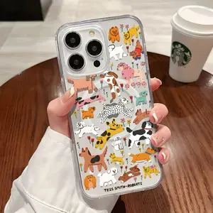 Cartoon Dogs Pattern Magnetic Clear Compatible with MagSafe Shockproof Protective Phone Case Cover for iPhone 17 Pro Max Plus Air/ X Xsmax 11 12 13 14 15 16 Pro Max Protection
