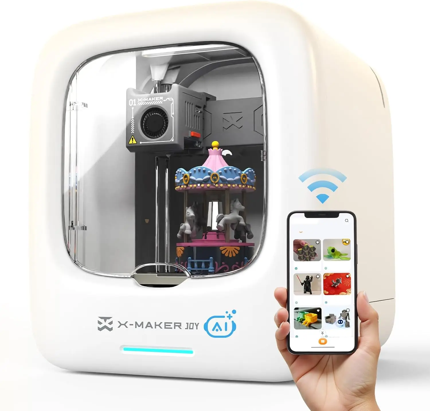 AOSEED X-MAKER JOY AI 3D Printer for Beginners and Families, Wi-Fi App Control, AI Design Features, 1 PLA Filament Included