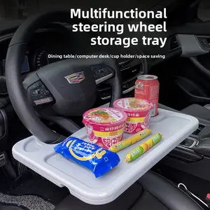 Multifunctional Car Steering Wheel Tray ABS Plastic Laptop & Food Table for Driving Comfort On-the-Go Convenience Space-Saving Dining Table Computer Desk Cup Holder