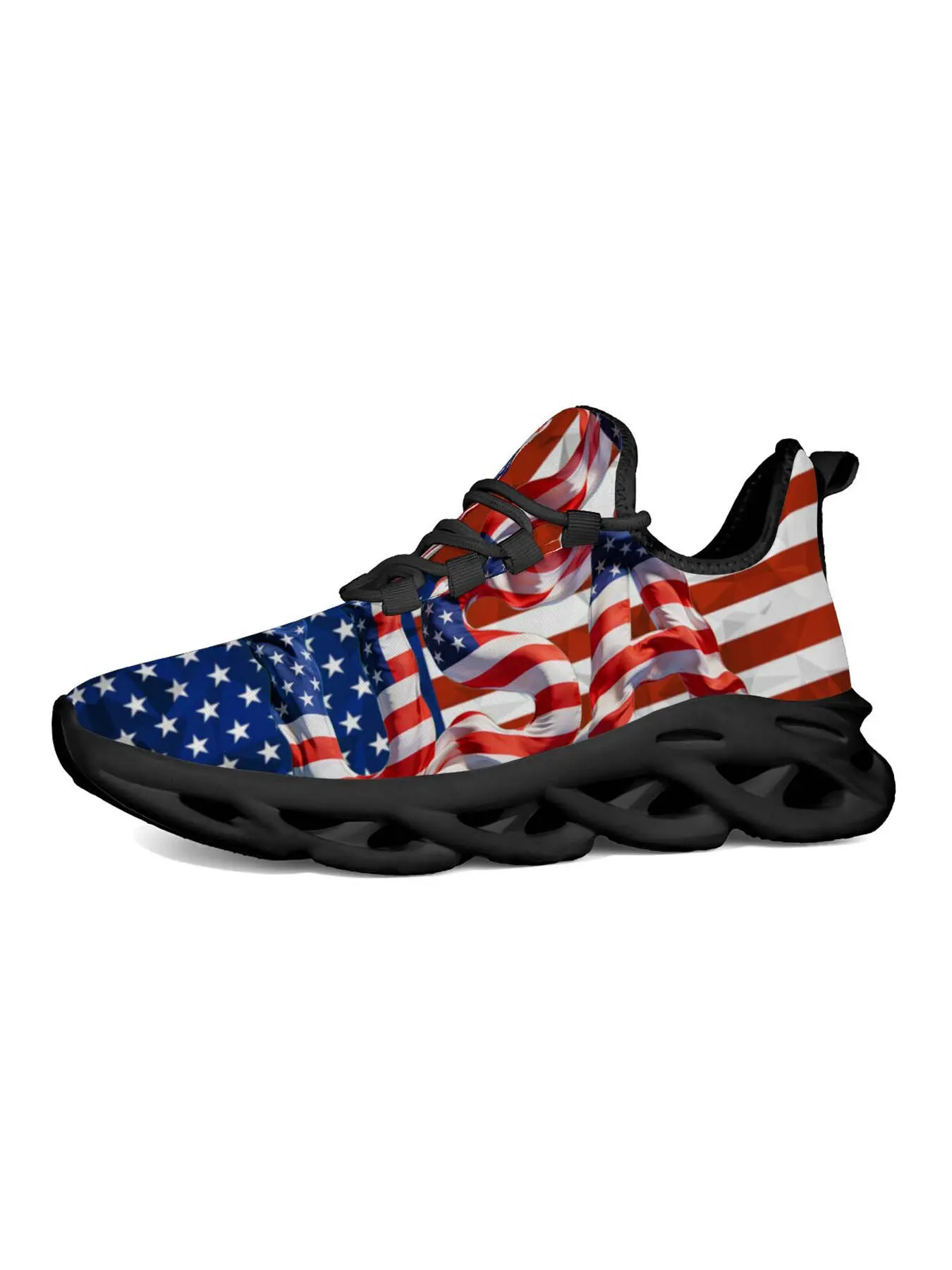 Exclusive Recommendation American Flag Sneakers, Trainer, Walking Shoes, Casual, Patriotic Print, Fashionable Design, Thick Sole, Versatile Style, Ideal for Parties & Sports