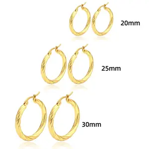 3pair Vintage Twisted Hoop Earrings for Women Gold Plated Stainless Steel Twist Ear Buckle Stackable Circle Hoops Party Jewelry