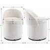 CHAIRUS 3-in-1 Sherpa Foam Soft Seat Ottoman Stool - 360° Swivel Ease, Foldback Backrest, Footstool with Storage, Hidden Lid, 16.5"w x16.5"d x17.5"h, Modern Cylindrical Vanity Furniture for Small Spaces (Home Decor)