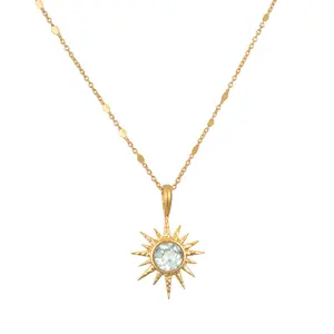 Satya Jewelry North Star Blue Topaz Starburst Necklace