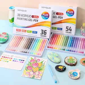 36/54pcs Acrylic Paint Pens Set, Acrylic Painting Pen, Vibrant Colors Glitter Markers, Adult Coloring Books Drawing Doodling, DIY Ceramic Glass Wood Paper Art Supplies