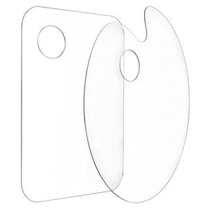 2-Piece Transparent Acrylic Paint Palette with Thumb Hole, Acrylic Material 11.8 x 7.9 Inches Easy Clean Non-Stick Artist Palette for Oil Painting and Watercolor