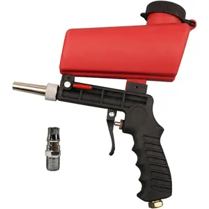 90psi Gravity Feed Sand Blaster Gun Kit - Hand Held Sand Blasting Spray Gun with 2 Nozzle Tips and Air Regulator Remove Paint, Rust, Stains, and Grime on Surfaces