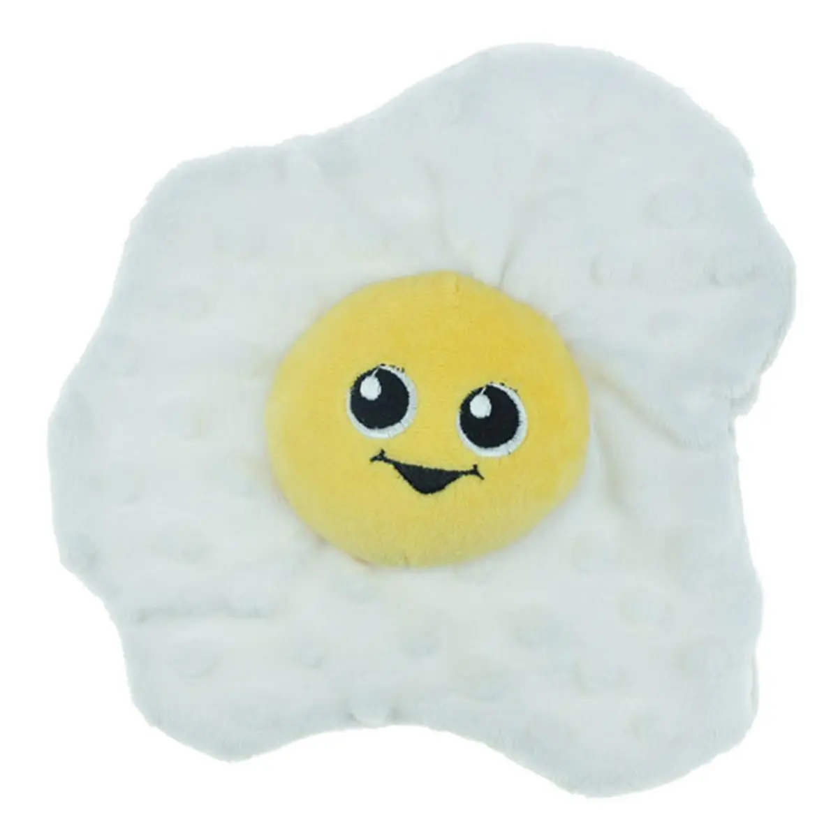 Chomper Food Junkeez Cute Fried Egg Squeak Plush Dog Toy - Small, Pet Indulgence Toy for Dogs, Cute Toys