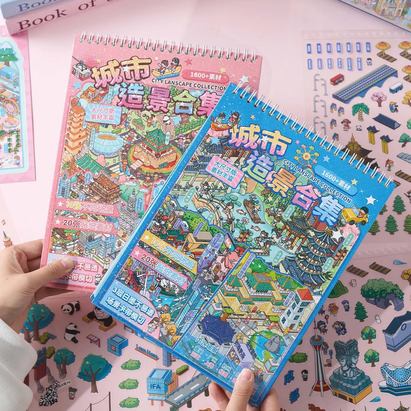 30 Pcs Cartoon Miniature Landscape Sticker, 3D City Stackable House Scene Decorative Stickers, DIY Craft Kit for Children and Adults, Scenes Stickers, Sticker Cards, Sticker Collage Pack