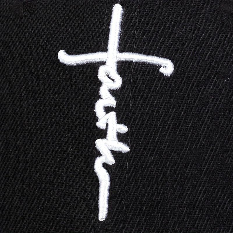 2 Pack Adjustable Baseball Caps Unisex Black White Cross Embroidery Casual Hats