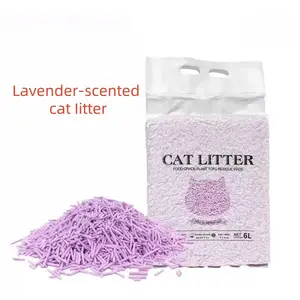 Lavender Scented Clumping Cat Litter, Plant Derived Tofu Cat Litter, Dustless Flushable, 2kg Pack, Ideal for Dogs & Cats