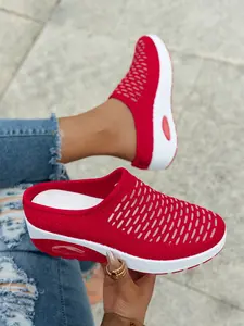 Women's Mesh Slip-On Backless Wedge Sneakers, Closed-Toe Casual Shoes for Daily Commute and Errands