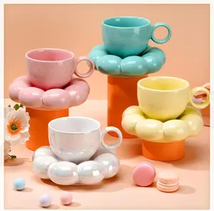 Sunflower Coffee Mug with Decorative Cloud Plate