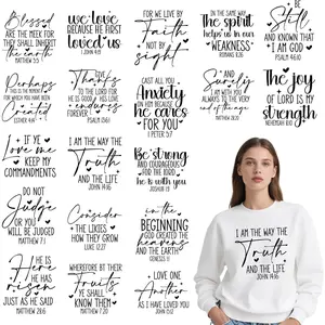 Verse Iron on Transfer for Tshirts - 20Pcs Dtf Transfers Ready to Press, Christian Iron on Decals Patches, Inspirational Quotes Heat Stickers for DIY Clothes Hats Bags