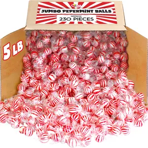 Peppermint Candy Balls  5 lb Bulk  Red & White Striped Hard Mints  Valentines Day Candy, Individually Wrapped Mint Hard Candy (Copy)