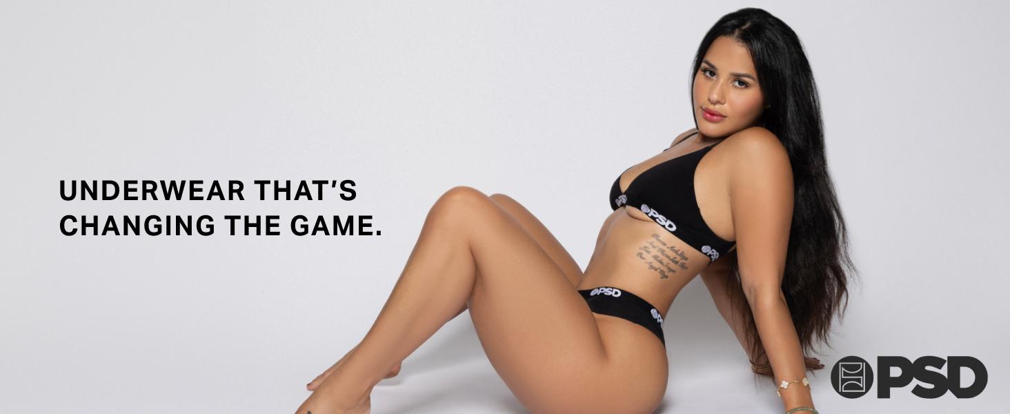 PSD Womens Black Solid Thong - Barely-There Thong, Soft and Comfortable Premium Modal Fabric, Basic Minimalist Womenswear Panties