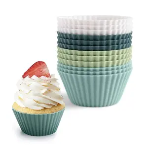 Silicone Cupcake Liners, 12pcs Home Non-stick Cupcake Liners, Cupcake Muffin Liners, Practical Cupcake Baking Tools for Home Kitchen, Bakeware