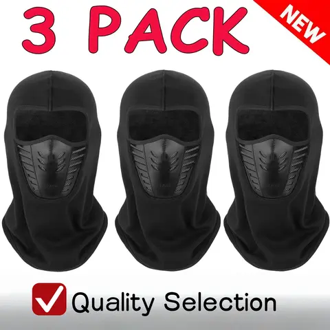 Windproof Balaclava Face Covers & Mask Multipack (1-Pack/3-Pack), Outdoor Tactical Hood, Motorcycle Neck Warmer & Ski Hat, Full Face Mask