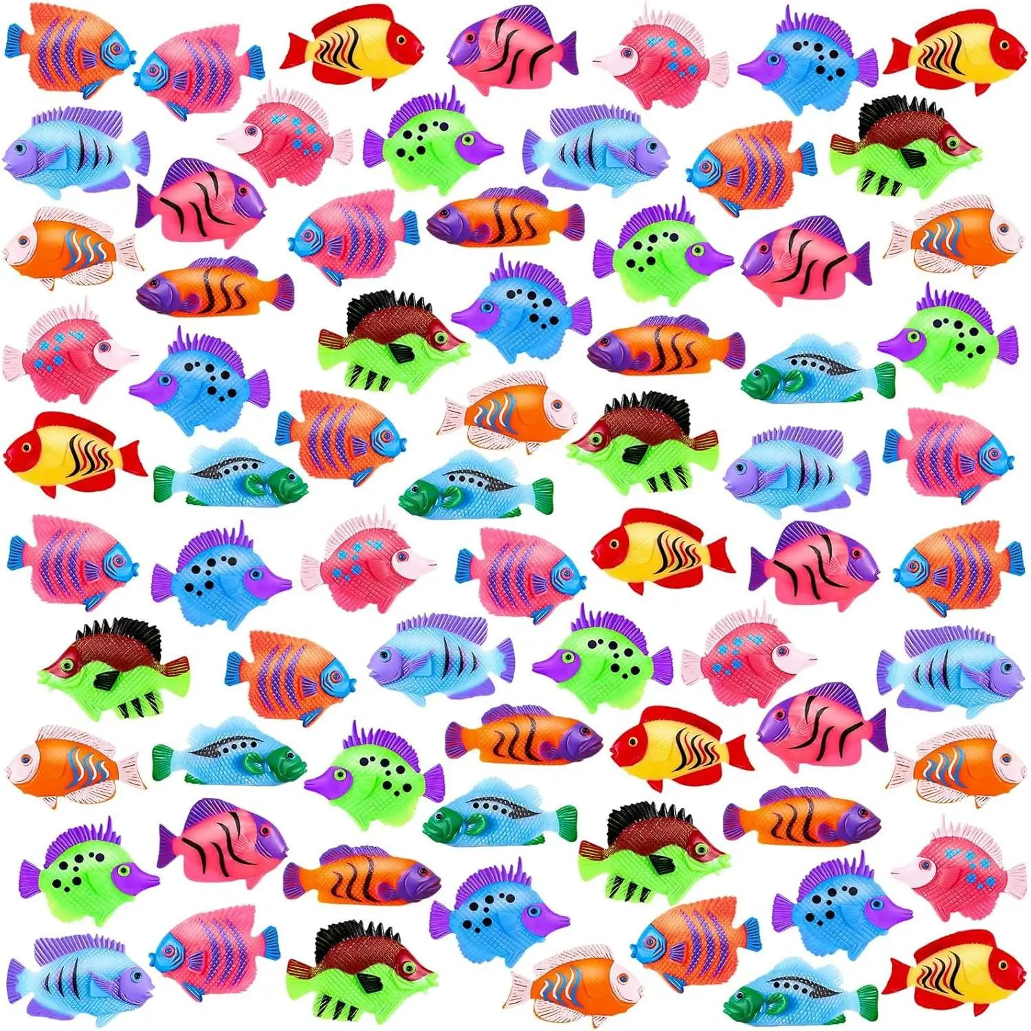 36pcs Plastic Tropical Mini Fish Toy Set for Children's Party Supplies and Decoration