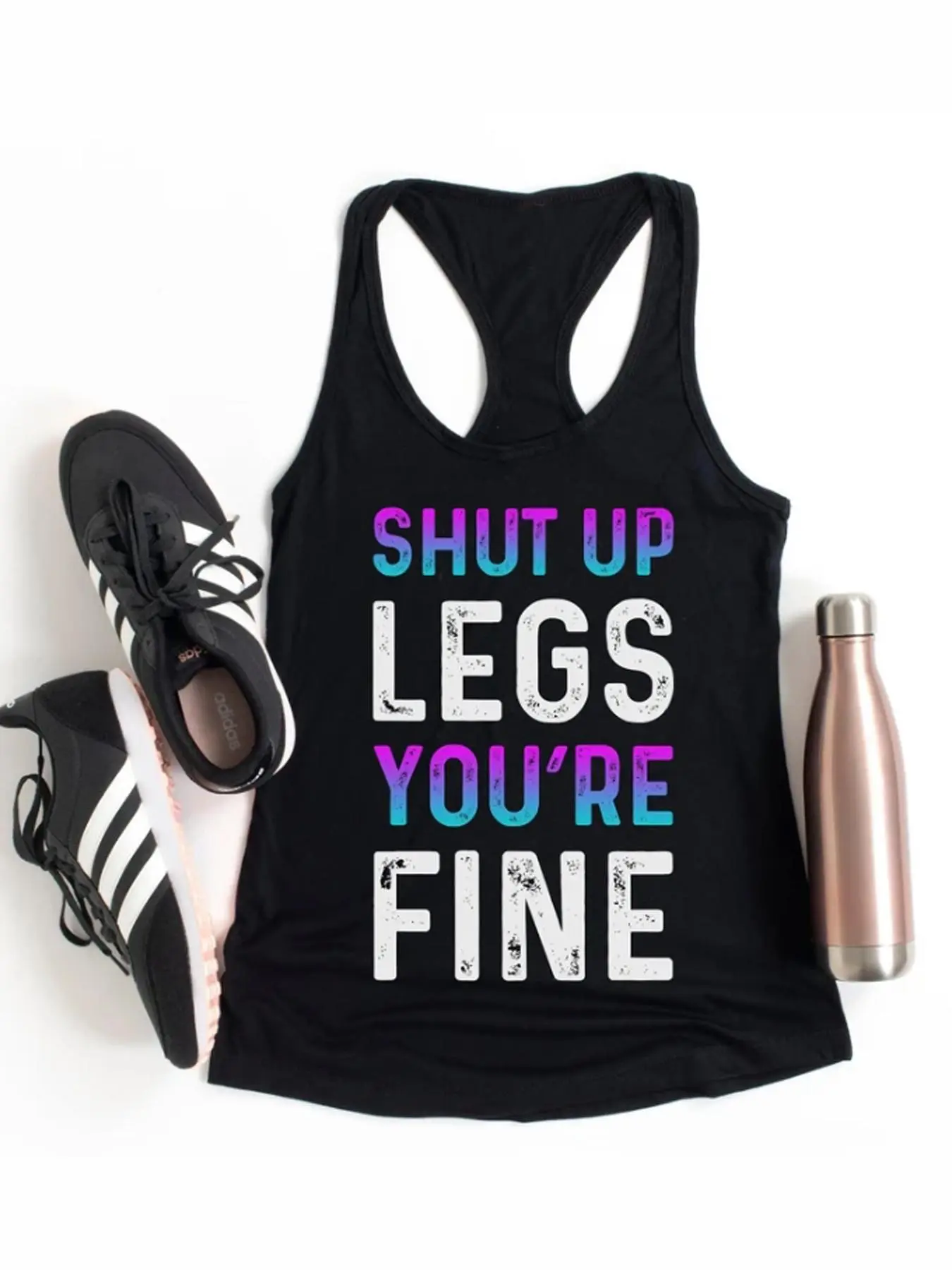 Women's Letter Print Racer Back Tank Top, Casual Sporty Sleeveless Top for Summer, Ladies Tops for Indoor Outdoor Wear, Workout Tank