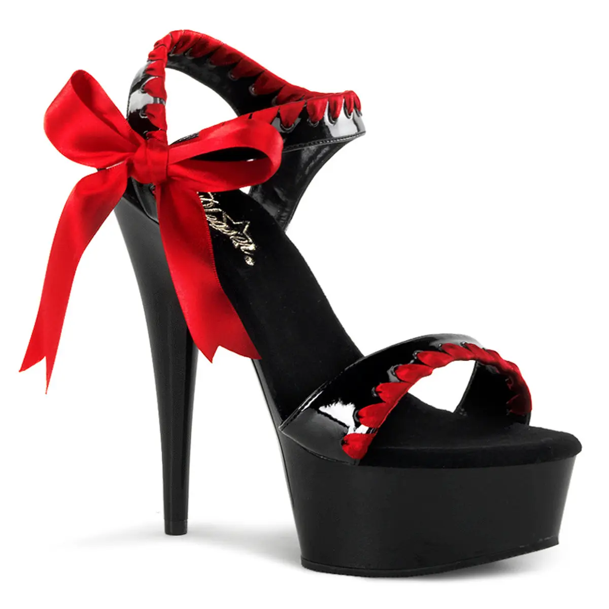 Pleaser Delight-615 Women's Platform Sandals, Black/Red Pleaser Heels, Heels Shoes for Women, Footwear, Decor, High Heel