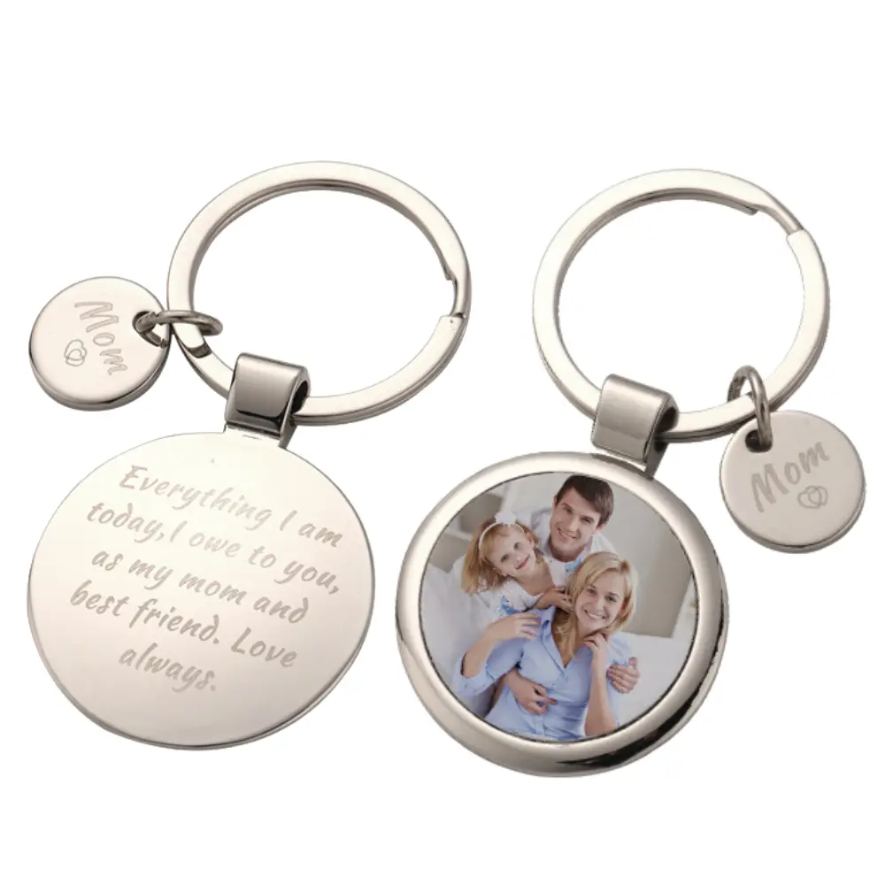 Personalized Stainless Steel Photo Charm Keychain - Unisex Mom Gift, Peacock Themed DIY Beading Jewelry Accessory for Mother’s Day, Birthday