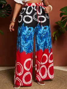 Elegant High-Waisted Wide-Leg Pants for Women, New Style 3D Print Design, Stylish Long Trousers for Casual Wear