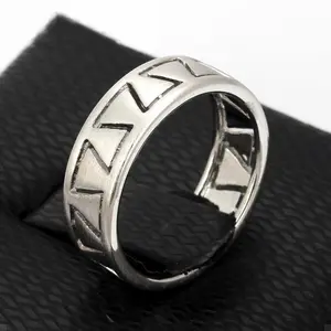 Top Quality Fashion Design Mysterious Triangle Wire Drawing Process Rose Gold Color Ring Full Sizes ZYR374 ZYR375