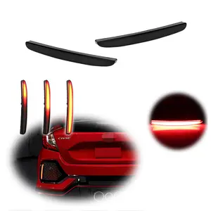 2pcs For Honda Civic 2017 2018 2019 2020 2021 2022 Sequential Bumper Reflector LED Brake Lamps Lights Fog Lamp, Replace OEM # 33555TDJJ01 33505TDJJ01 33555-TDJ-J01 33505-TDJ-J01