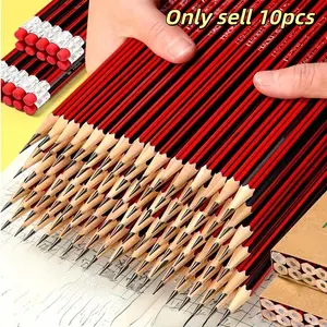 10-Pack Wood Hb Drawing Pencils with Erasers, Artist Pencil Set, 0.7mm Lead for Writing, Sketching & Painting, Ideal for Ages 14+, Durable School Supplies