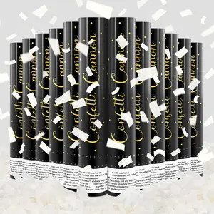 Confetti Cannon White Confetti Poppers Biodegradable 12 Pack Rice Paper Party Poppers Confetti Shooters White Confetti Cannons for Wedding Graduation New Year Eve Celebration Christmas Birthday Party Burst