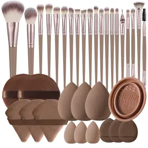 Makeup Brush & Sponge & Powder Puff Set, 35pcs/set Makeup Tool & Cleaning Tool, Professional Makeup Tools for Women, Makeup Sponges