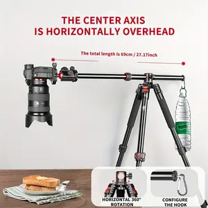 Creative Video & Photography Tripod with Horizontal Column, Low-Angle & Inverted Shooting, Supports Dslr to Smartphone, Fold-Out Arm