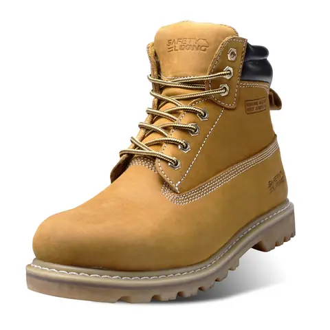 SAFETY LOONG Men's Classic Vintage Leather Safety Work Boots - Waterproof, Non-Slip, Lightweight, Soft, Flexible, Breathable Round Toe Lace-Up Footwear - Above the Ankle But Below the Knee, All Seasons Walking Shoes for Outdoor Use