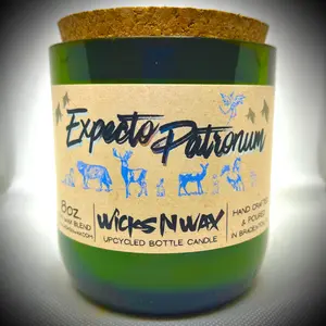 WicksNWax | Expecto Patronum | Upcycled Bottle Candle