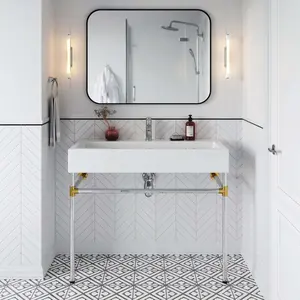 Modway Redeem 40" Silver Stainless Steel Wall-Mount Bathroom Vanity in Silver White