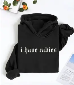 "I Have Rabies" Funny Gothic Oversized Hoodie for Women - Soft Graphic Sweatshirt, Edgy Dark Aesthetic