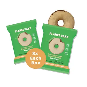 Planet Bake Vanilla Bean Donuts 8 Pack - Plant-Based, Low-Carb, Gluten-Free, No Sugar Alcohol, Sweetened for Snack & Dessert