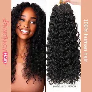 Brazilian Virgin Human Hair, 100% Real Human Hair, Natural Black,12–26 Inches, Available in Three Different Sizes, 12A Grade Water Wave, Quick Braiding, Traditional Sew-In, 3 Bundles